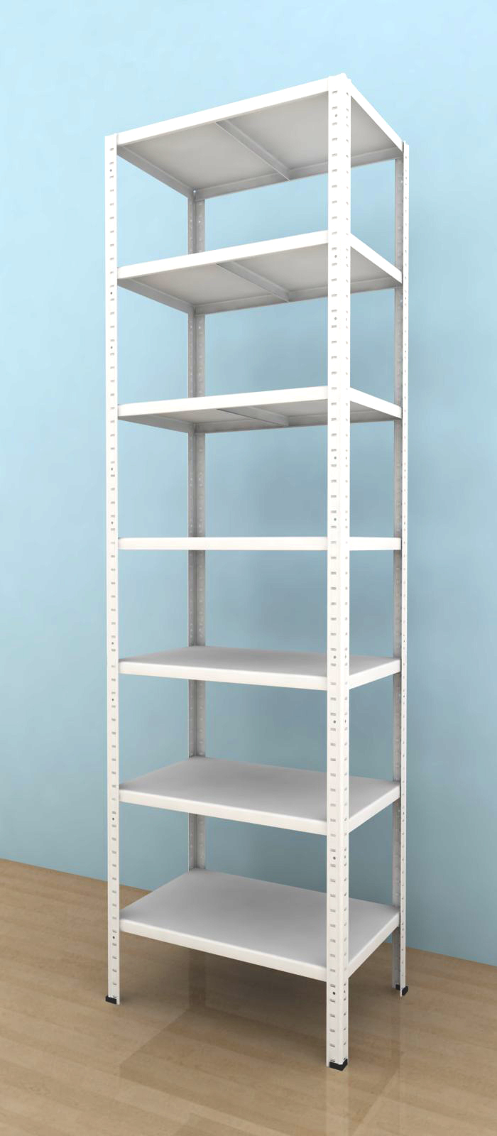 Kovový regál Drumy 2500x1000x400/7, 130kg/pol., bílá