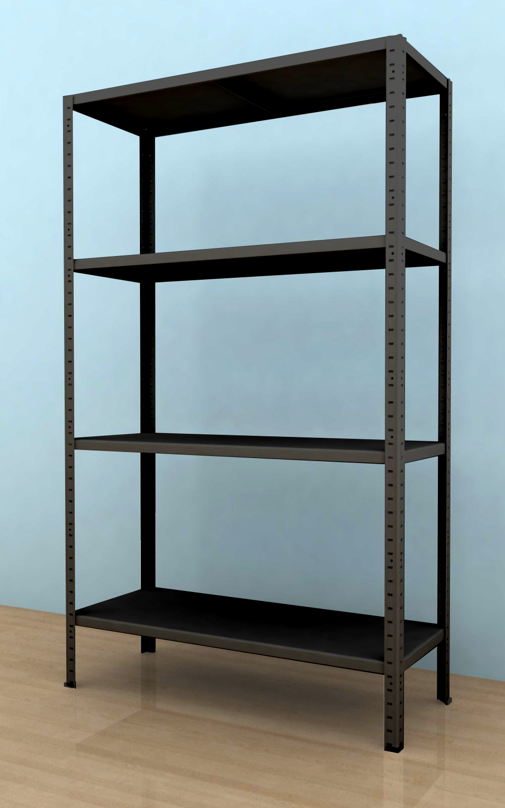 Kovový regál Drumy 1800x900x400/4, 130kg/pol., černá