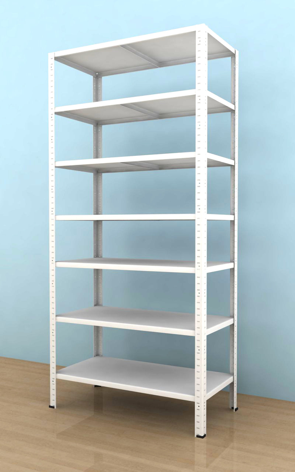 Kovový regál Drumy 2100x1000x400/7, 130kg/pol., bílá