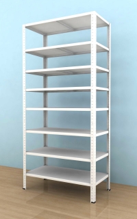 Kovový regál Drumy 2000x1000x400/8, 130kg/pol., bílá