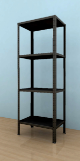Kovový regál Drumy 1800x800x400/4, 130kg/pol., černá