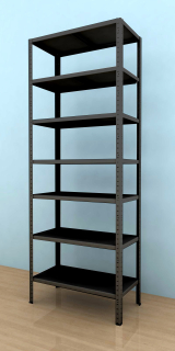Kovový regál Drumy 2100x900x400/7, 130kg/pol., černá