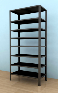 Kovový regál Drumy 2100x900x400/8, 130kg/pol., černá