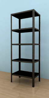 Kovový regál Drumy 2100x1000x400/5, 130kg/pol., černá