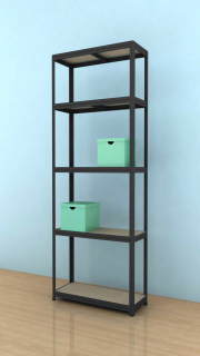 Regál Futur 1800x750x350/5, černá, 250kg/pol.