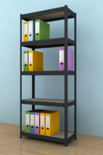 Regál na šanony 1800x900x350/5 polic, černý