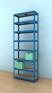 Regál Futur 2400x900x450/8, modrá, 350kg/pol.
