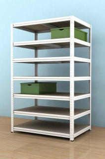 Regál Futur 2100x1200x600/7, bílá, 200 kg/pol.