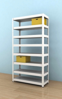 Regál Futur 2100x900x350/8, bílá, 175kg/pol. lamino