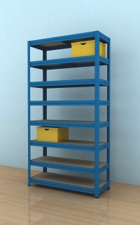 Regál Futur 2100x900x350/8, modrá, 350kg/pol. lamino