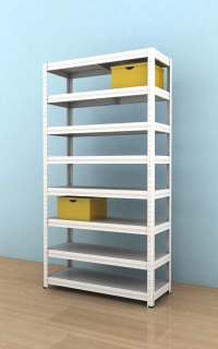 Regál Futur 2100x900x450/8, bílá, 350kg/pol.lamino