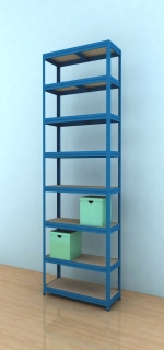 Regál Futur 2400x750x350/8, modrá, 350kg/pol.