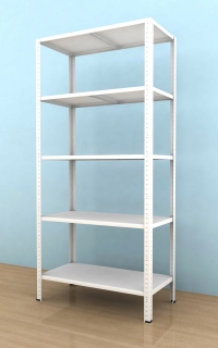 Kovový regál Drumy 2100x1000x400/5, 130kg/pol., bílá